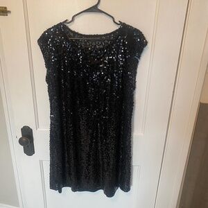 Sz.12 Black Sequind Mini Dress by Connected Apparel